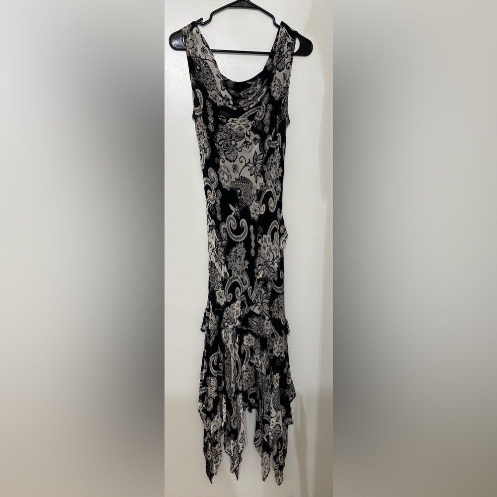 Majick Y2K Black Floral Beaded Fairy Maxi Dress Size Medium Whimsical Grunge